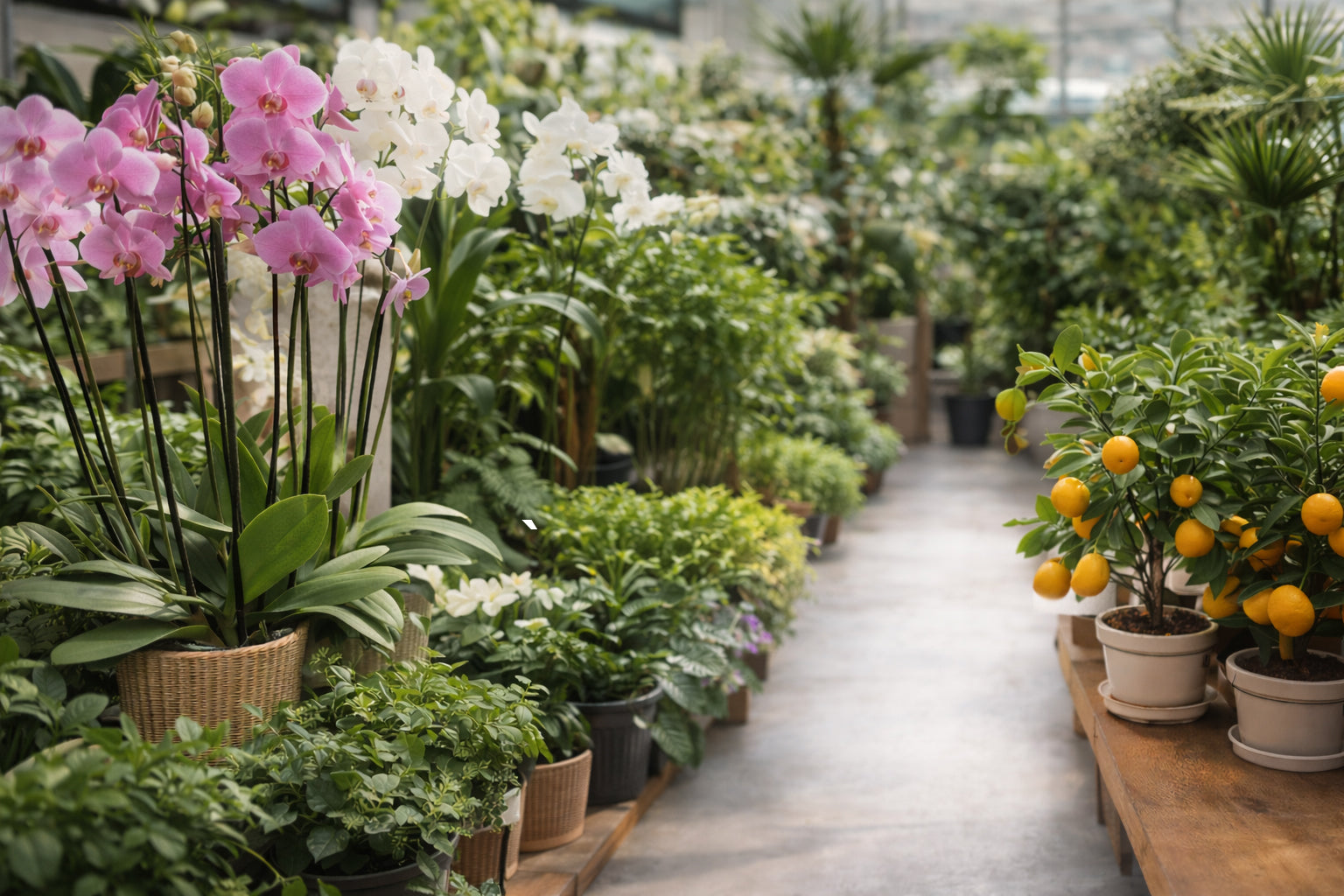 Intérieur de la jardinerie Ferrière Fleurs à L'Arbresle